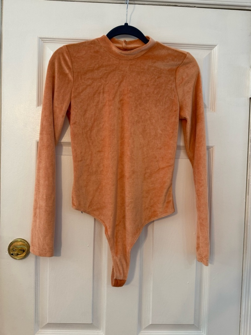 Out From Under Peach Velvet Mock-Neck Bodysuit